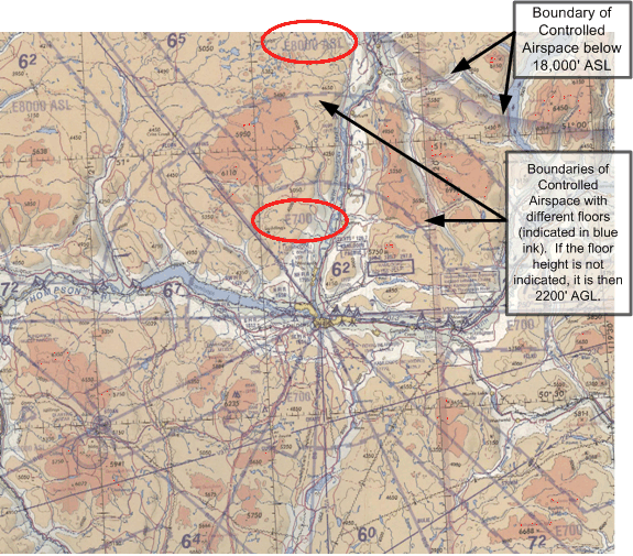 Controlled Airspace Organization in the Kamloops area. Langley Flying School.