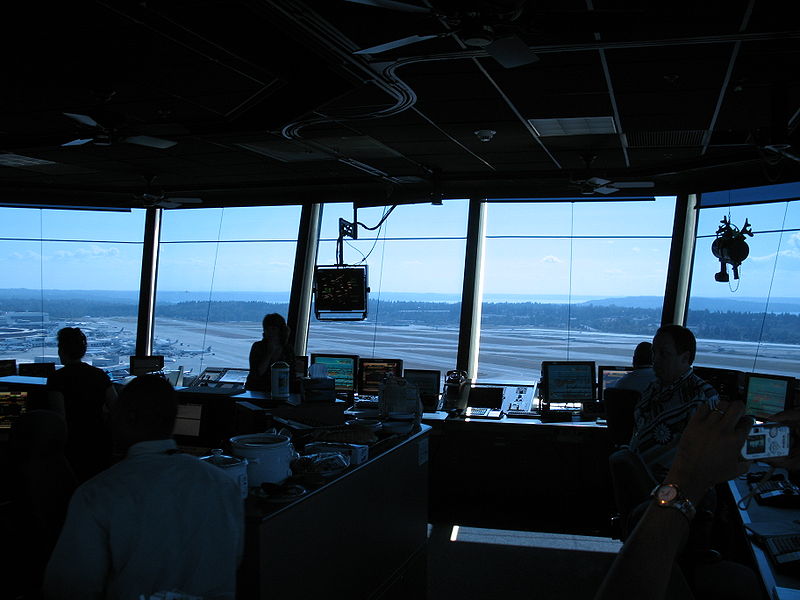 View from the control tower at Tacoma/Seattle Airport. Courtesy Wikipedia. Langley Flying School.